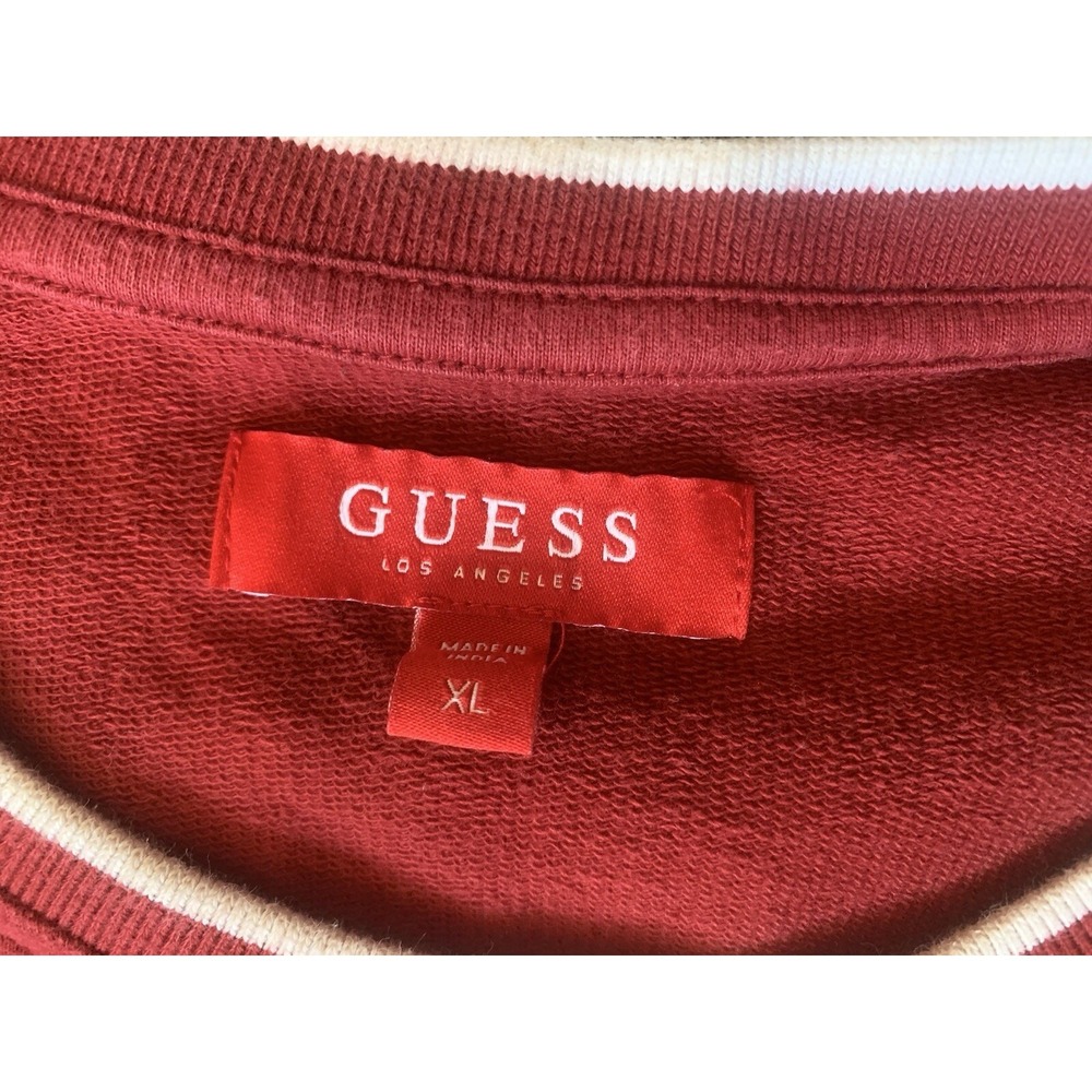 GUESS Sweatshirt Men's Size XL Red Crew Neck Pullover - Picture 3 of 8